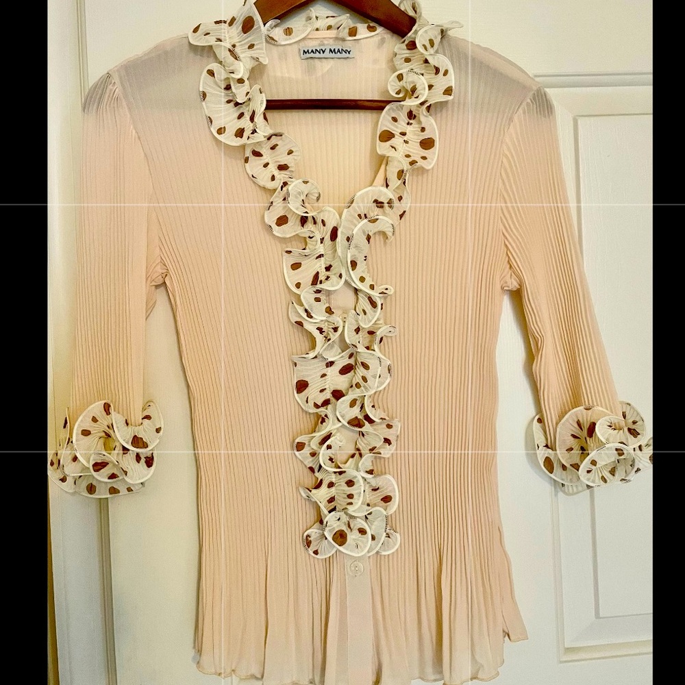 Pleated Blouse Long Sleeve | Color: VINTAGE NUDE | Size (S) |